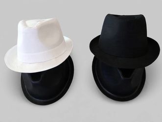 Fedora Hat Set - Black and White with Hat Stands