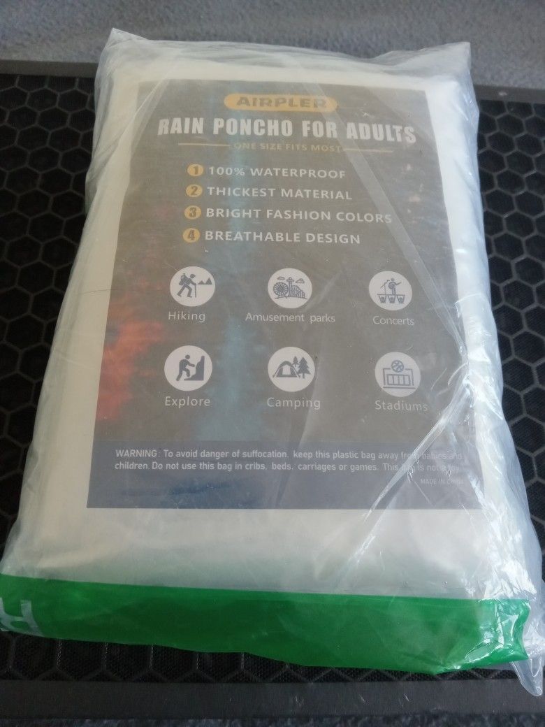 Airpler Rain Poncho For Adults | 4-pack (Unopened)