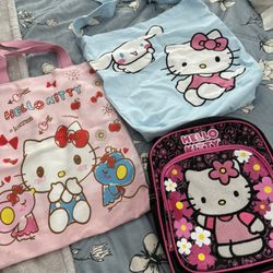 hello kitty backpack and tote bags bundle 