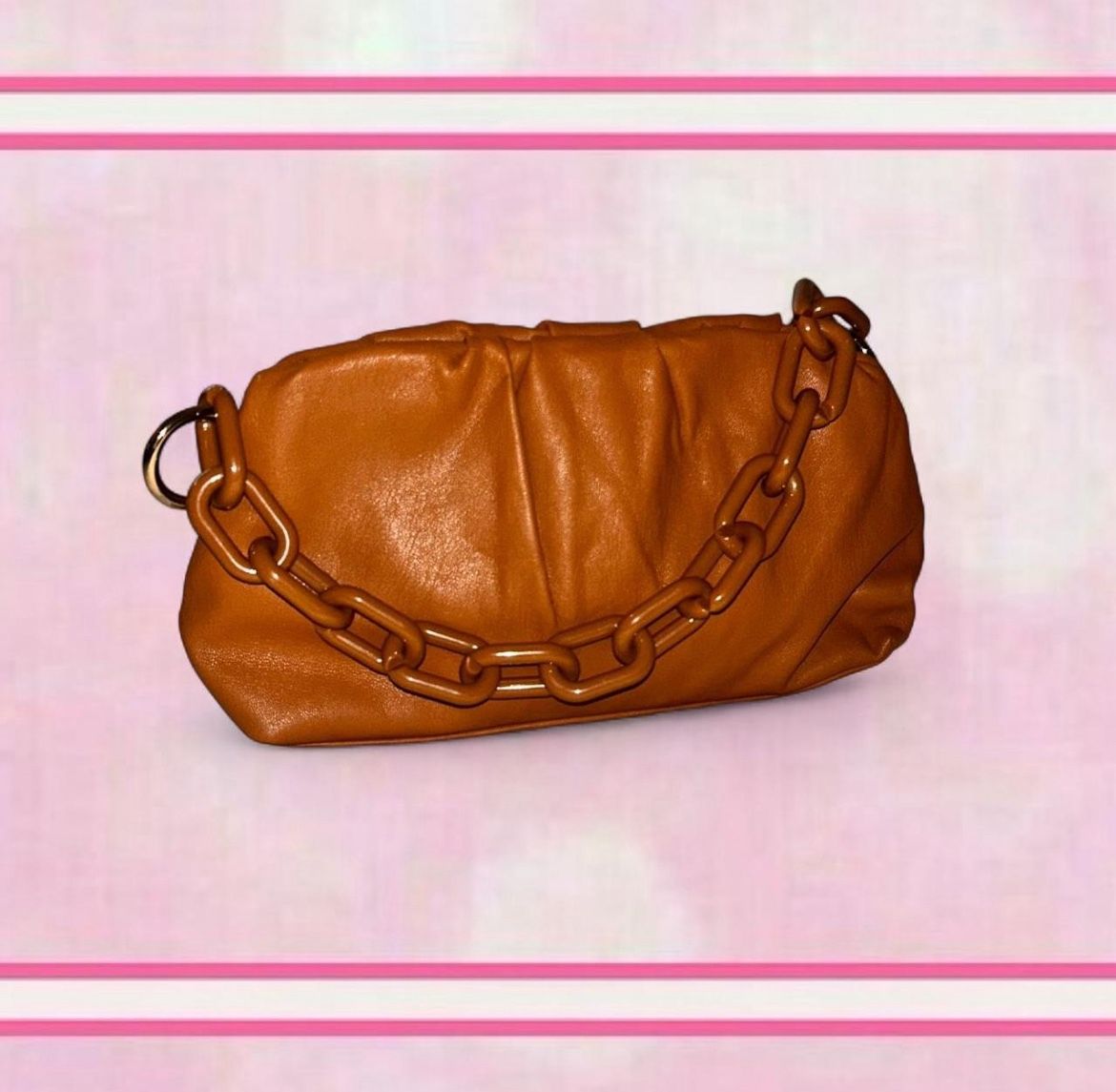 Elegant Tan Women's Bag with Chain Detail
