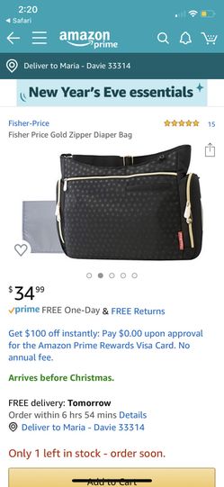 Fisher price Black and Gold Diaper bag
