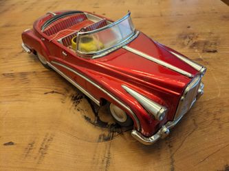 Vintage Tin Litho Battery Operated Toy Convertible Car ME 630 – Parts/Repair