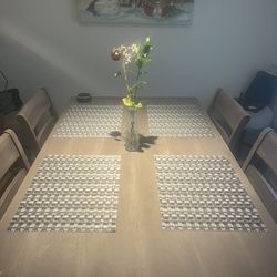 High Wooden Table With 6 Chairs