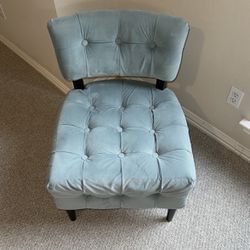 LIGHT BLUE OCCASIONAL FABRIC CHAIR (BUTTON TUFTED)