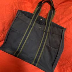 Authentic HERMES Unisex navy extra large canvas Tote