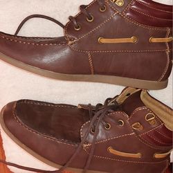 Men Brown Leather Shoe Boots by MADDEN, sz 9, $45..like New, GLENN HEIGHTS TX PPU OR SHIPPING AVAILABLE 