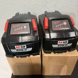 Two new batteries Milwaukee M18  6.0Ah 
