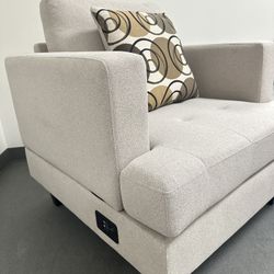 Accent Chair - Beige With Charging Feature