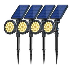 4-Pack Solar Spotlights, 18 LED Solar Lights Outdoor Waterproof, 