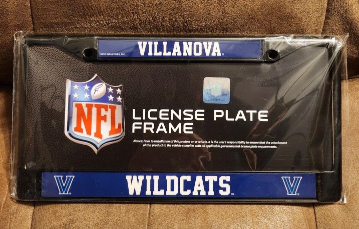 Villanova Wildcats Black License Plate Frame 6X12 Inches NEW