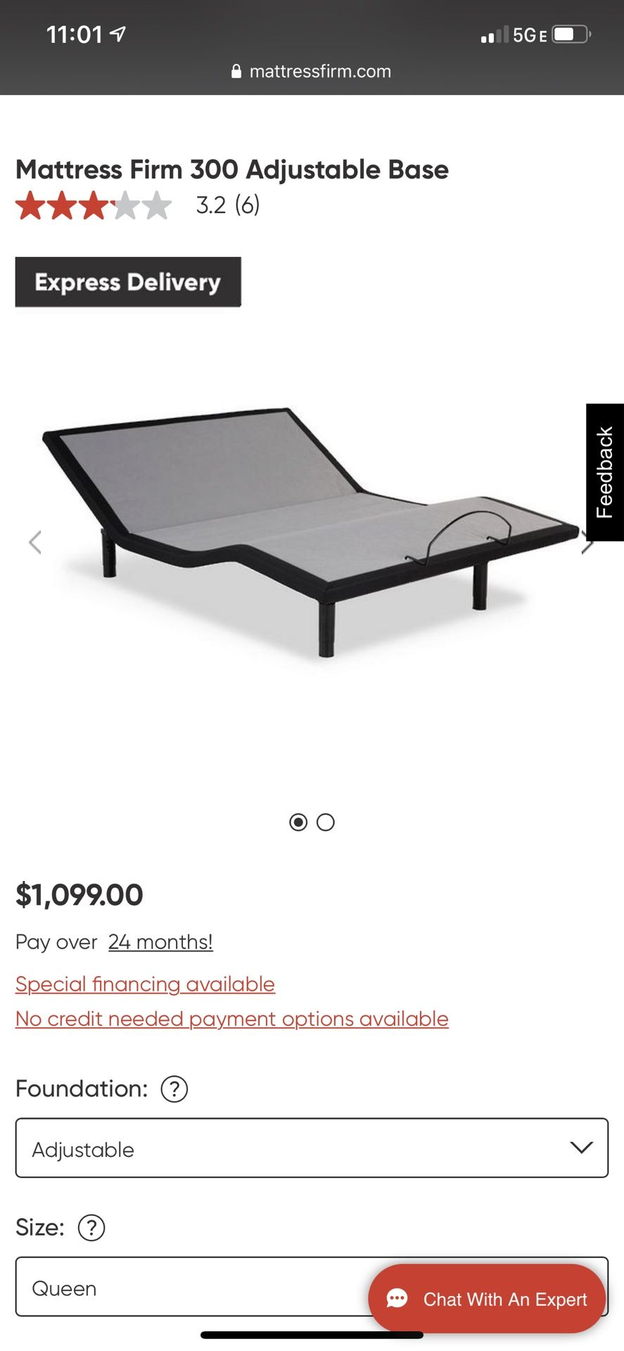 Mattress firm 300 adjustable base for a queen mattress also included