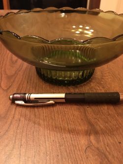Green glass bowl