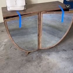 Wooden Console With Mirror Door 