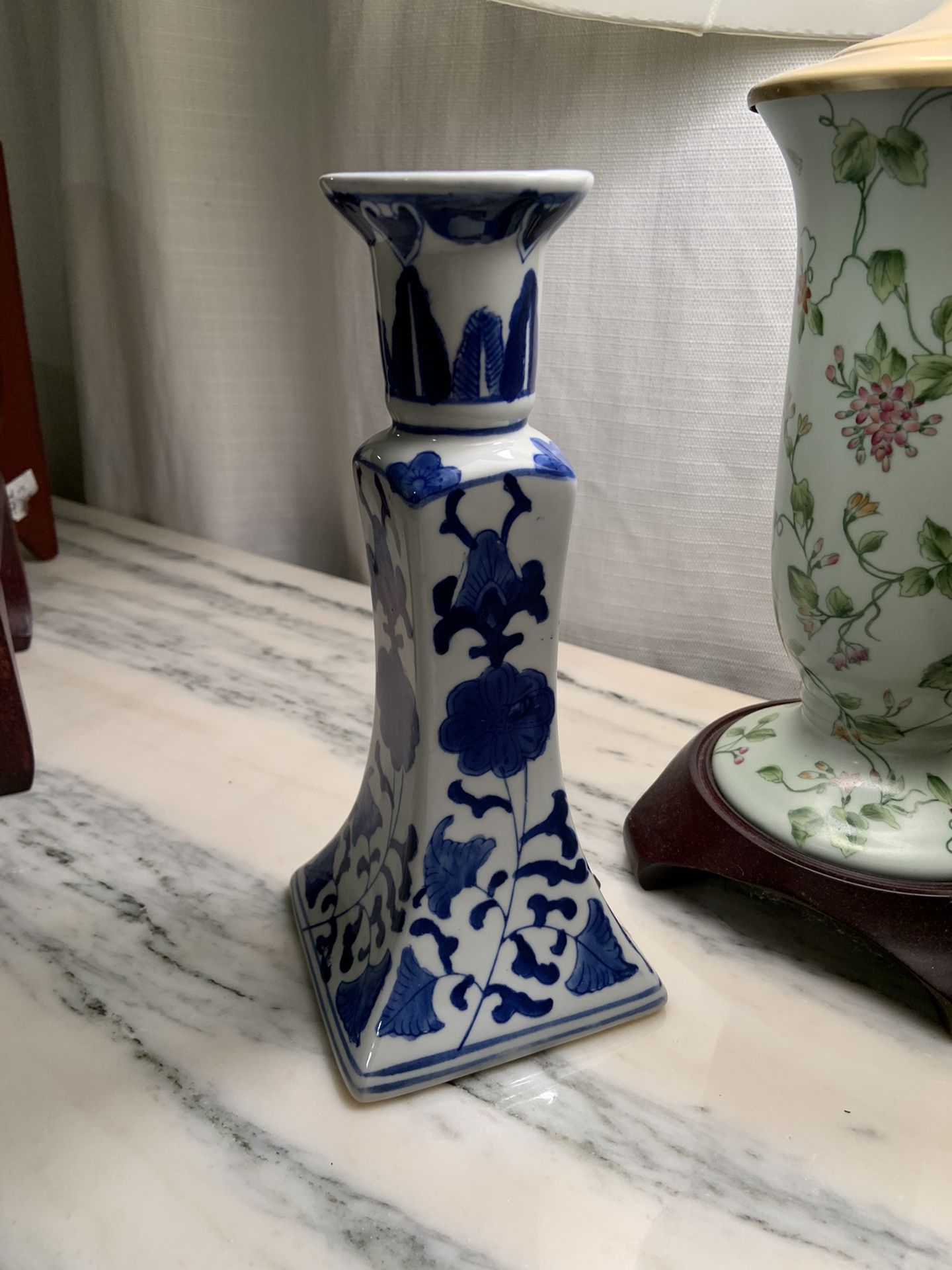 Blue and White Candle Stick Holder