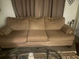 BRAND NEW COUCH AND OTTOMAN AND SIDE TABLES