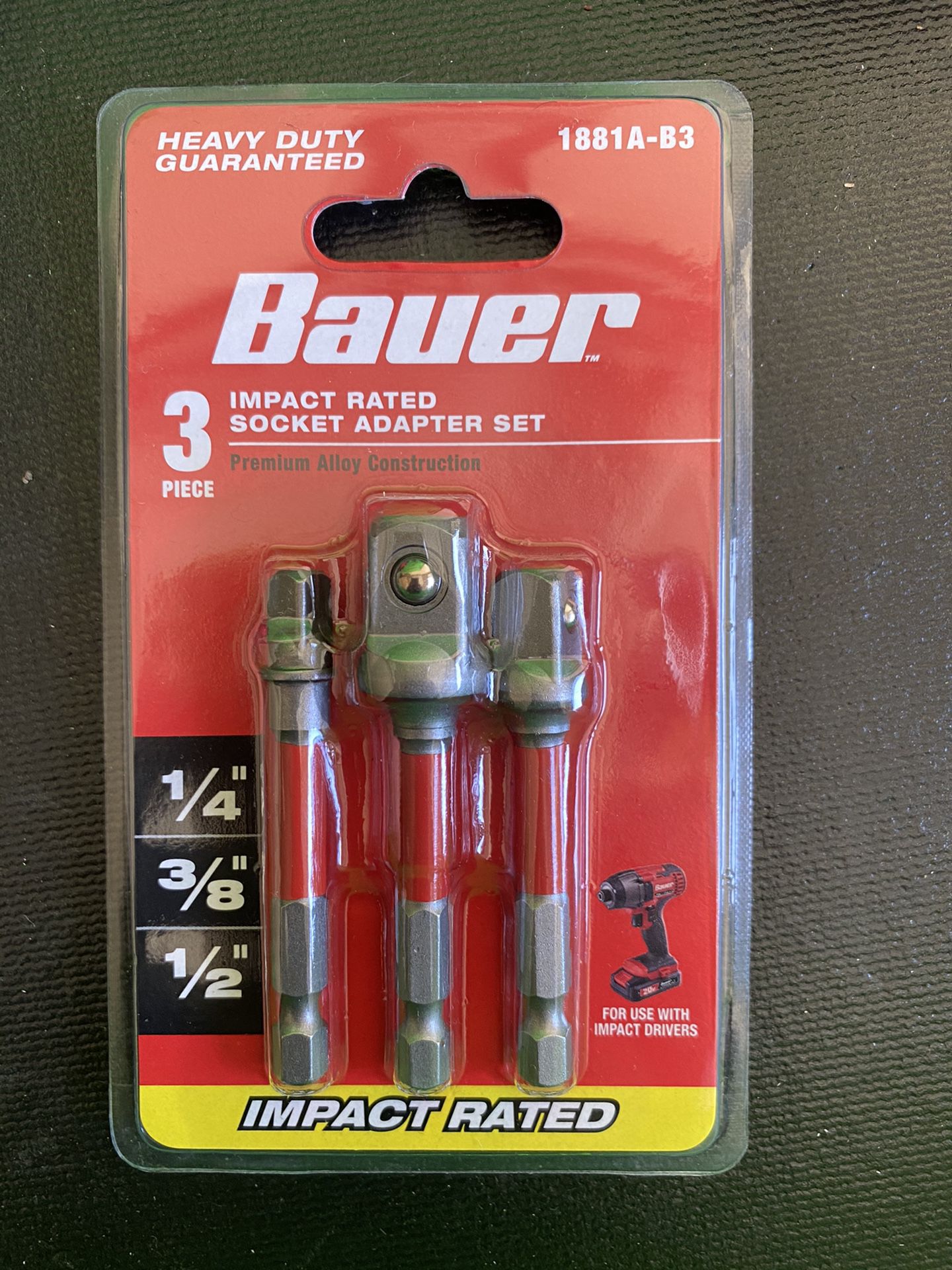 Bauer impact rated socket adapter set