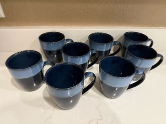 Set of 8 Blue Mugs