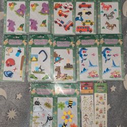 Set of 12 puffy foam 3D stickers plus Sock Monkey and Sponge Bob strips.

All brand new, still sealed.

You get the entire set.
