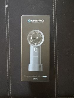 NeotrixQI High-Speed Handheld Turbo Fan w/ Display – White (New)