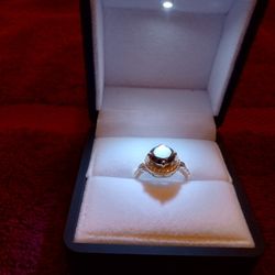 Natural Black Diamond Ring Women's Size 7 