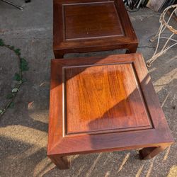 A Pair of Mid Century Chinese Carved Rosewood Ming Style Side Tables