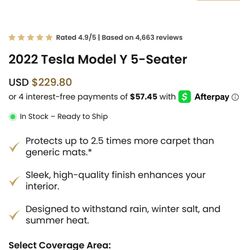 2022 Tesla Model Y All Weather Floor Mats