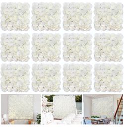 Flower Wall Backdrop 12-Pack 16.5"* 16.5"Artificial Silk Flowers Rose Floral Panels Spring Wedding Home Mother's Day Valentine's Day Photography Event
