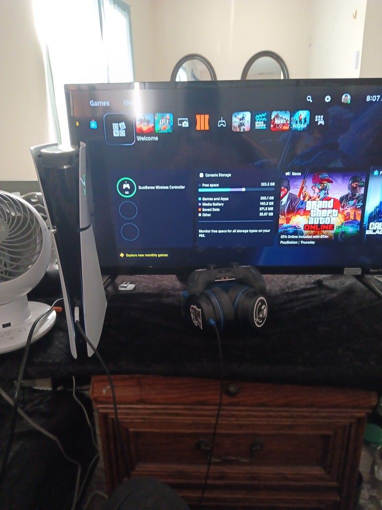 PS5 Digital Slim With Headphones & Roku HD Smart Tv