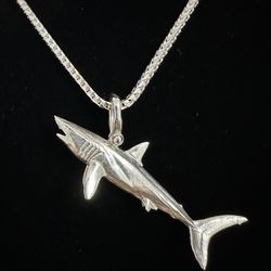 Sterling Silver Mako Shark Pendant 