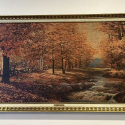 XXL 1959 Robert Wood “Autumn leaves” print painting  (Please read)