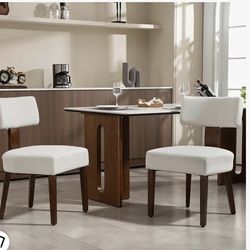 Juego de 2 sillas de comedor, sillas de cocina de madera tapizadas en tela, sillas acentuadas con respaldo curvo de
