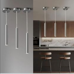 (Brand New in Box)
Modern Brushed Nickel Pendant Light, 10W Dimmable Integrated COB LED Adjustable Hanging Downward Lighting Fixtures for Kitchen Isl