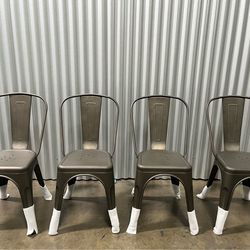 New Set of 4 Heavy Duty Metal Chair Dining Chairs Indoor and Outdoor Chair 18 Inches Seat Height Dining Room Kitchen Chair Tolix Restaurant Chairs Tra