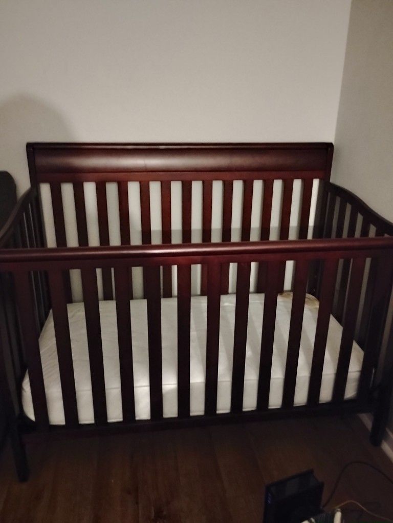 Cherry Wood Crib With Mattress