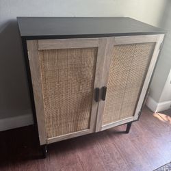 Boho Woven Storage Cabinet 