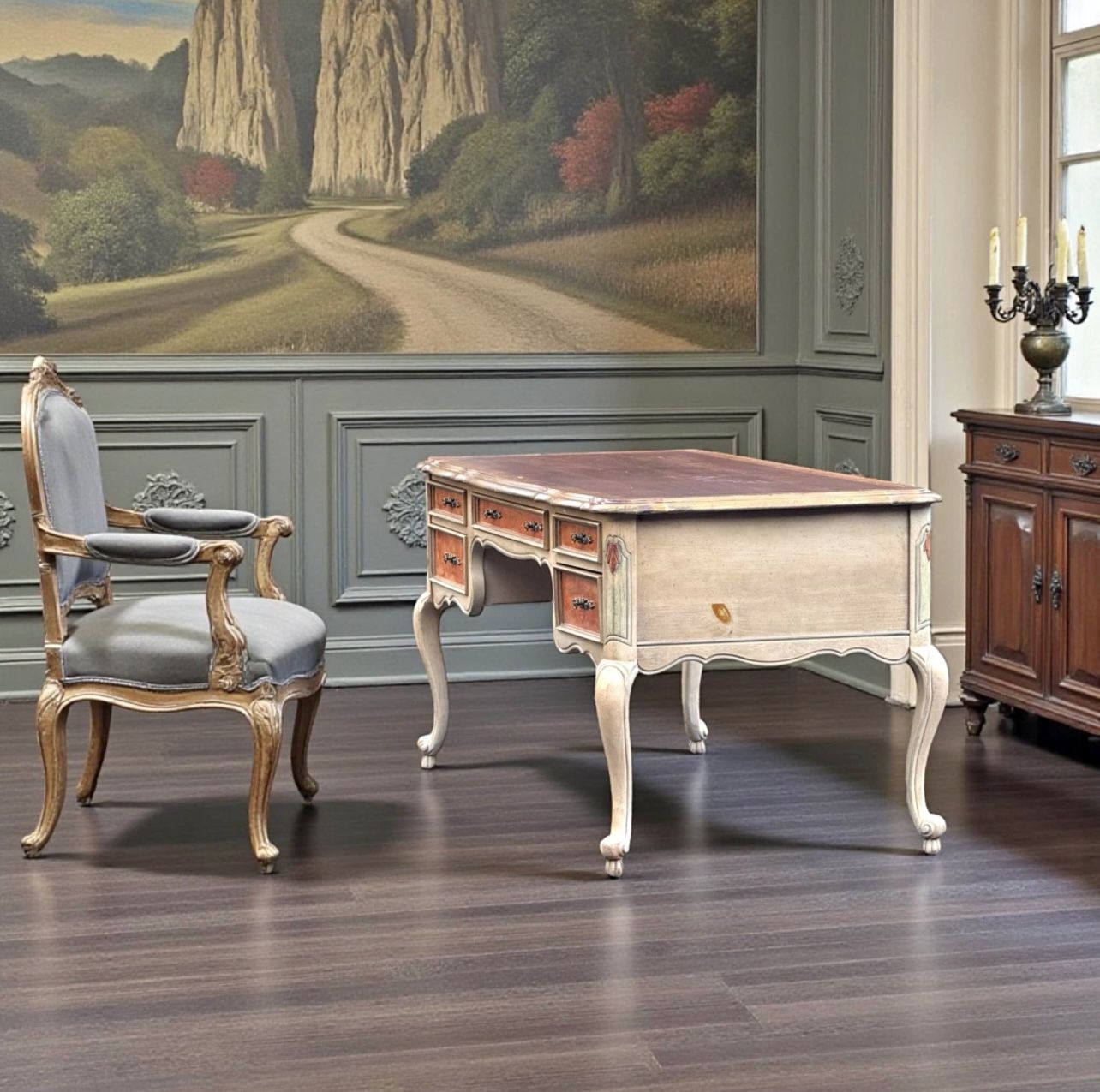 Vintage Pulaski French Provincial Writing Desk - 5 Drawers