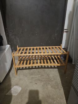 Bamboo shoe rack with bonus shelf