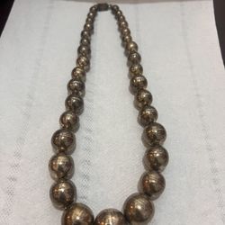 Vintage Taxco Mexico 925 Sterling Silver Handmade Pearls Beaded Necklace