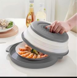 Collapsible Microwave Food Cover with Tray