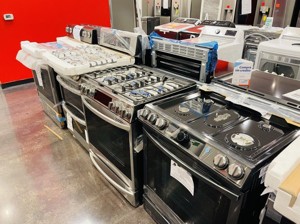 NEW STOVE MICROWAVE WASHER DRYER AND MORE