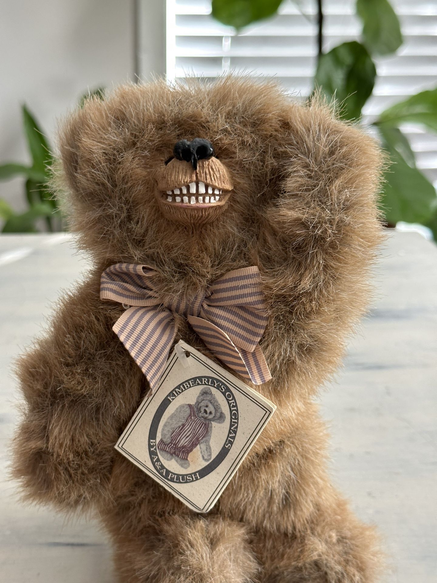 VNTG Kimberly’s Originals Butch Jointed Teddy Bear Handmade Resin Face Mint