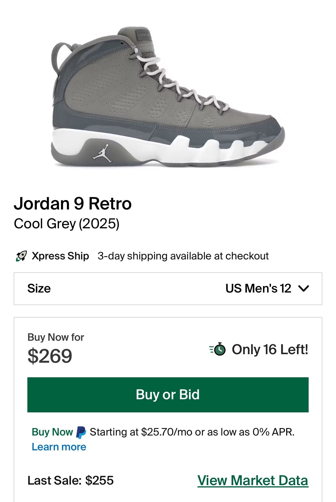 Retro 9 Jordan Cool Grey