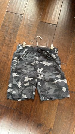 Gray Camo Drawstring Shorts