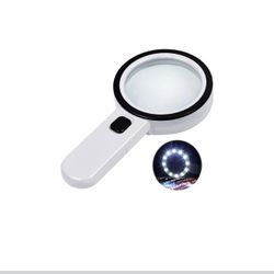  Magnifying Glass with Lights 12 LED, Double Glass Lens Handheld Illuminated Magnifier Reading Magnifying Glass with for Seniors Read, Coins, Stamps, 