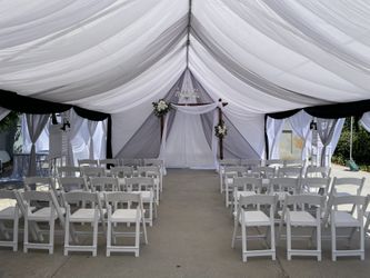 Tent and draping tables chairs