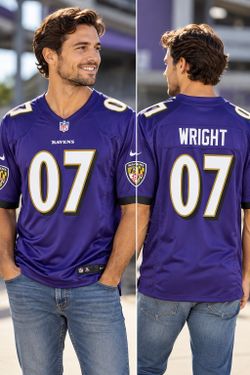 Nike Baltimore Ravens Wright #07 NFL On Field Football Jersey Purple Large