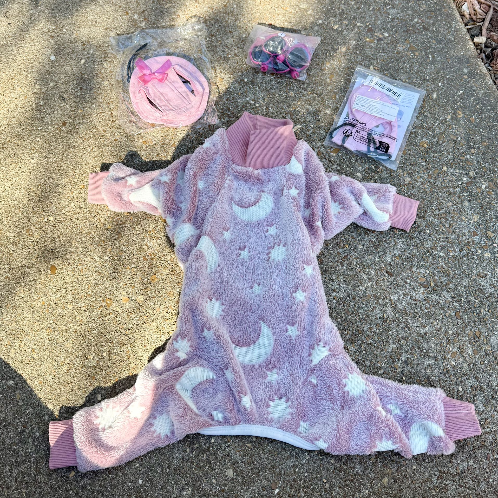 Pink Dog Pajama & Accessory Bundle