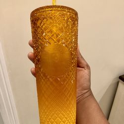 BRAND NEW VENTI MANGO OMBRÉ FALL SUNSET MUSTARD YELLOW ORANGE TUMBLER