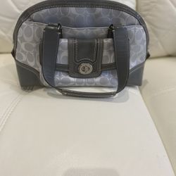 Genuine Leather And Fabric Coach Bag 