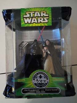 Hasbro 2002 Star Wars Silver Anniversary Obi-Wan Kenobi and Darth Vader Final Duel action figure set